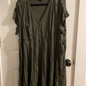 Olive green dress with pockets!